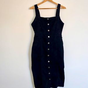 Button up black denim dress
